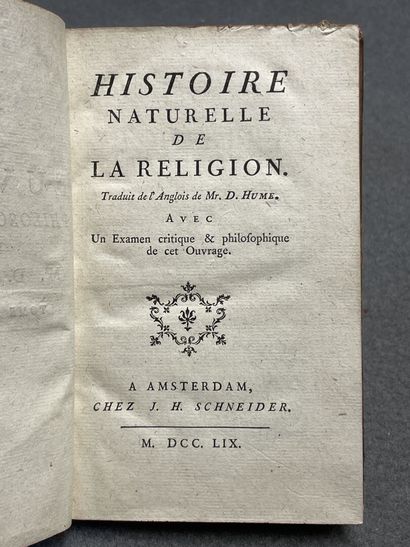 HUME, David. - Oeuvres philosophiques de...