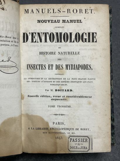 INSECTES - Pierre BOITARD . 
Manuel d'Entomologie....
