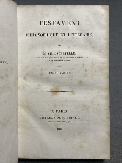 LACRETELLE, Charles de (dit le jeune). -...