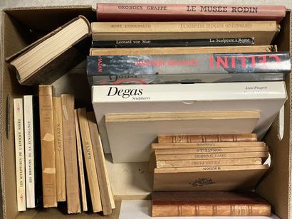 Cartons of books on sculpture.
