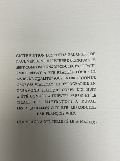 VERLAINE Paul. illust. P. BECAT
Fêtes galantes...