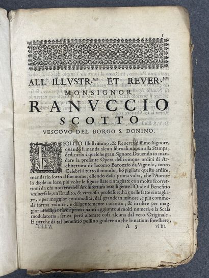 Architettura Del Vignola. 
Roma 1648
in-4...