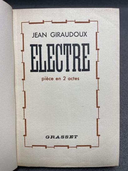 GIRAUDOUX Jean - Electre, EO, 1937
Ed. Bernard...