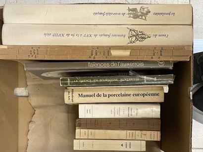 Cartons of books on ceramics and silverw...