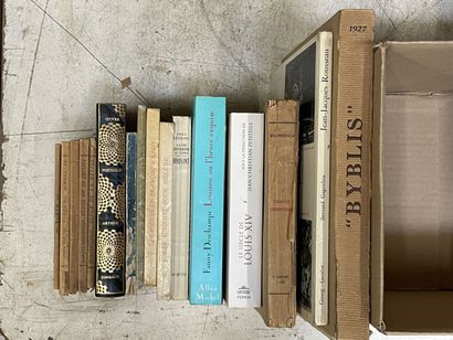 Cartons of books on literature.