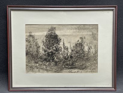 Henri Joseph HARPIGNIES (1819-1916) 
Paysage.
Dessin...