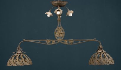 Wrought-iron billiard hanger with two openwork...