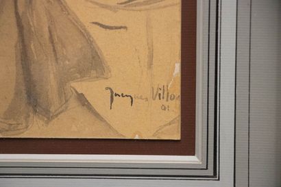 Jacques VILLON (1875-1963) 
Couple embracing.
Wash...
