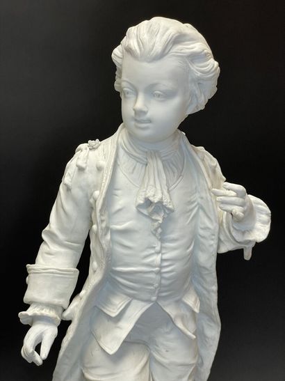 Paire de grandes sculptures en biscuit de...
