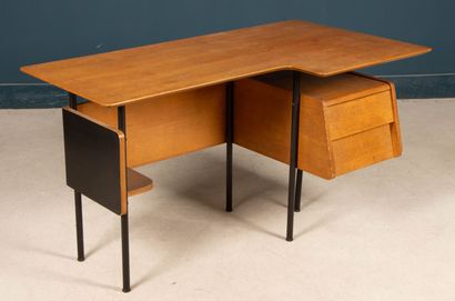 Bureau en placage de chêne et bois noirci,...