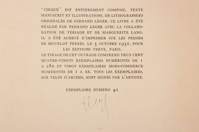Fernand LÉGER. 
CIRQUE. 
Paris, Tériade éditeur...