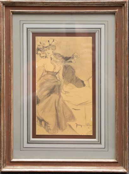 Jacques VILLON (1875-1963) 
Couple embracing.
Wash...