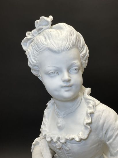 Paire de grandes sculptures en biscuit de...