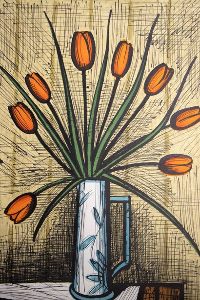 Bernard BUFFET (1928-1999) 
Orange tulips...