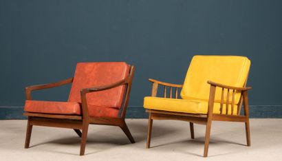 Deux fauteuils en teck 
Design scandinave...