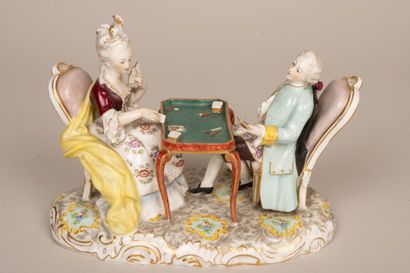 MEISSEN fin XIX° siècle.
La partie de cartes....