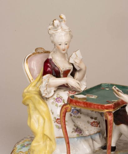 MEISSEN fin XIX° siècle.
La partie de cartes....