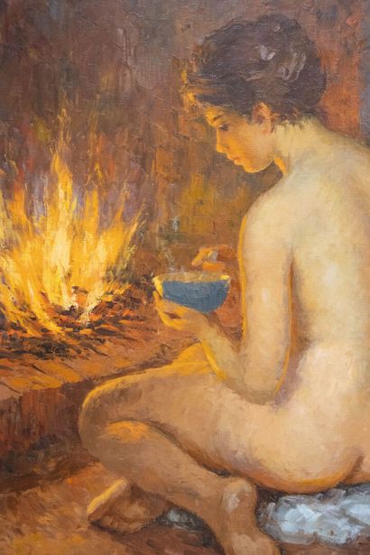 A. CALZENATI (XX -th century). 
Woman at...