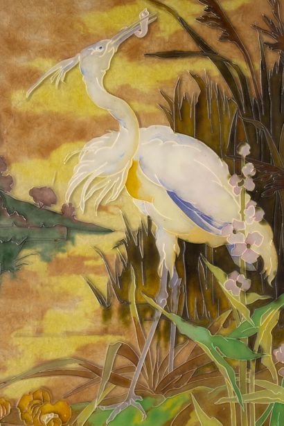 Louis TREZEL (1863-1912). 
Héron dans un...