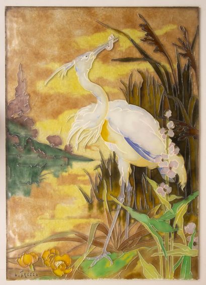 Louis TREZEL (1863-1912). 
Héron dans un...