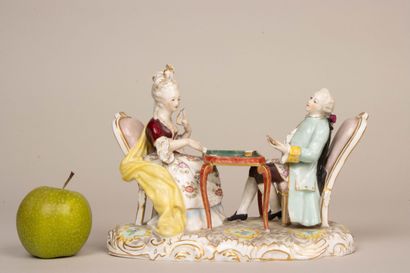 MEISSEN fin XIX° siècle.
La partie de cartes....