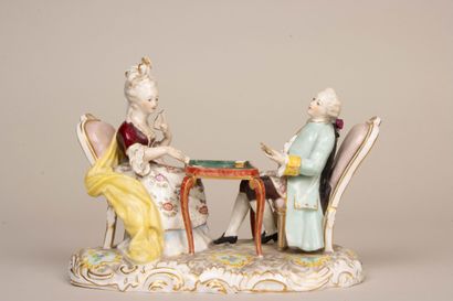 MEISSEN fin XIX° siècle.
La partie de cartes....