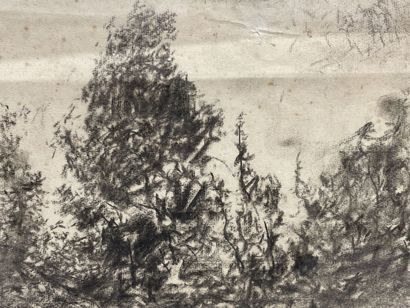 Henri Joseph HARPIGNIES (1819-1916) 
Paysage.
Dessin...