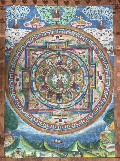 INDE début XX°
Mandala avec divinités.
Grande...