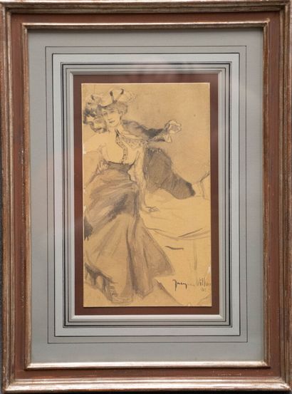 Jacques VILLON (1875-1963) 
Couple embracing.
Wash...
