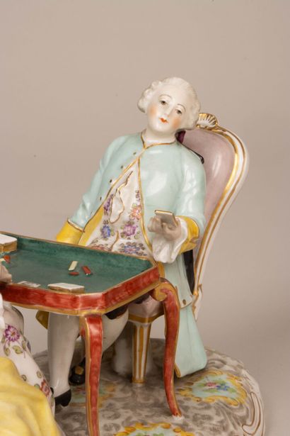 MEISSEN fin XIX° siècle.
La partie de cartes....