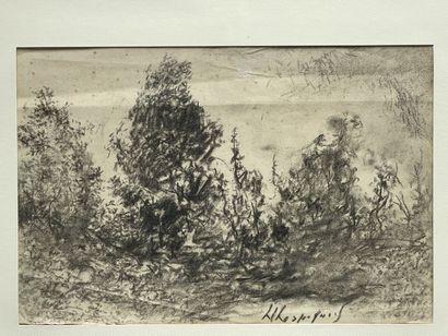 Henri Joseph HARPIGNIES (1819-1916) 
Paysage.
Dessin...