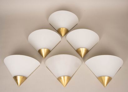 LIMBURG, 
suite of six conical wall sconces...
