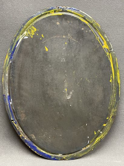Large oval concave enamel plaque 