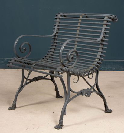 Paire de fauteuils de jardin à lattes en...