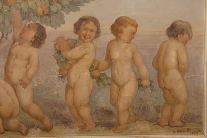 CASOTTI (XX°)
Putti's Farandole
oil on panel...