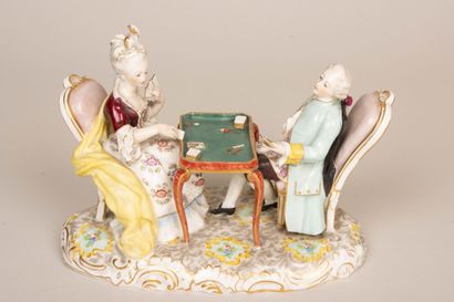 MEISSEN fin XIX° siècle.
La partie de cartes....