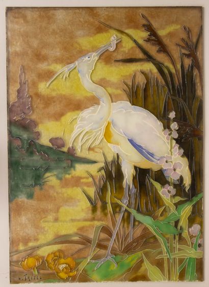 Louis TREZEL (1863-1912). 
Héron dans un...