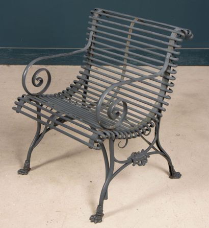 Paire de fauteuils de jardin à lattes en...