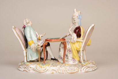 MEISSEN fin XIX° siècle.
La partie de cartes....