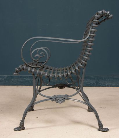 Paire de fauteuils de jardin à lattes en...