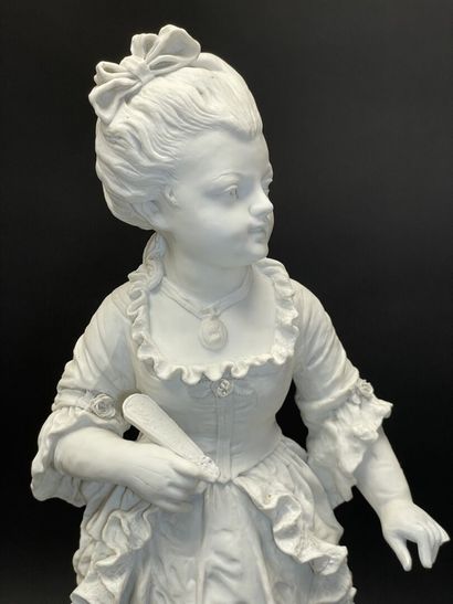 Paire de grandes sculptures en biscuit de...