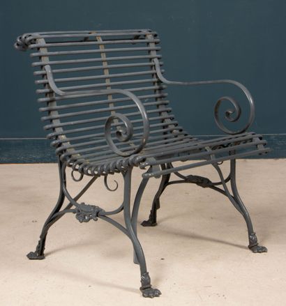 Paire de fauteuils de jardin à lattes en...