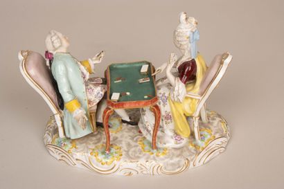 MEISSEN fin XIX° siècle.
La partie de cartes....