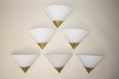LIMBURG, 
suite of six conical wall sconces...