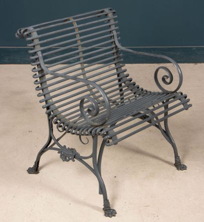 Paire de fauteuils de jardin à lattes en...