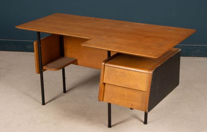 Bureau en placage de chêne et bois noirci,...