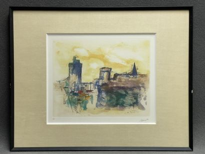 Jean MARZELLE (1916-2005) 
L'entrée du Port.
Lithographie...
