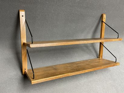 Etagère murale en bois et métal (Paul Cadovuis...