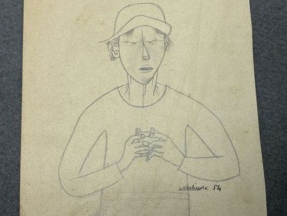 Deux dessins à la mine de plomb. 
20 x 17...