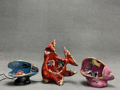 Ensemble de trois veilleuses en céramique...